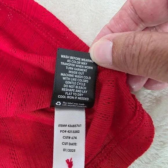 Torrid Pointelle V Neck Cinched Waist Peplum Tank Adrenaline Rush Red 2X (18-20) - Picture 8 of 10